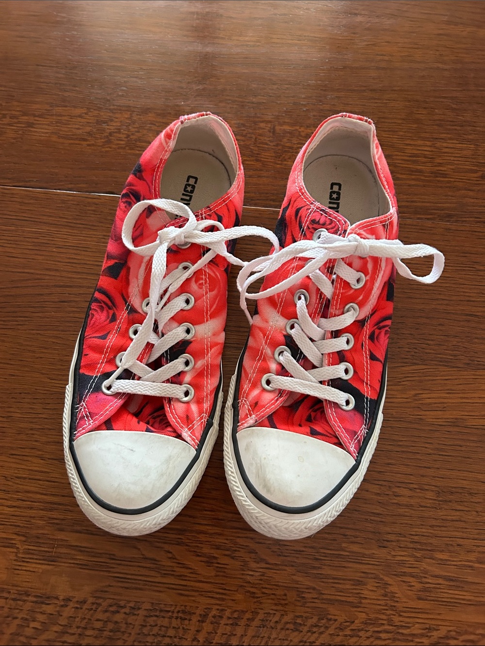 Converse Low-Top Sneakers - Red Rose Valentine Print with White Accents